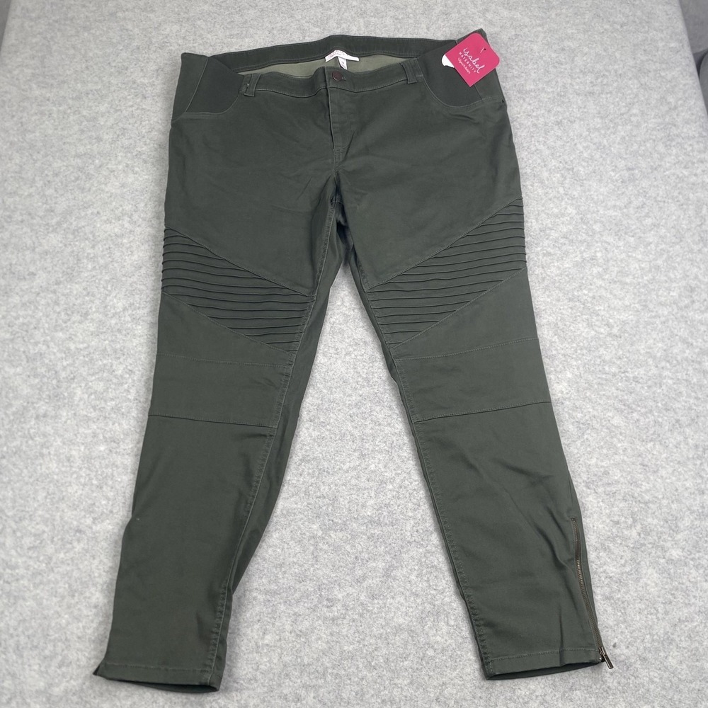 Isabel Maternity Moto Jegging Pants Womens 18 (43x28) Green Ankle Stretch Skinny